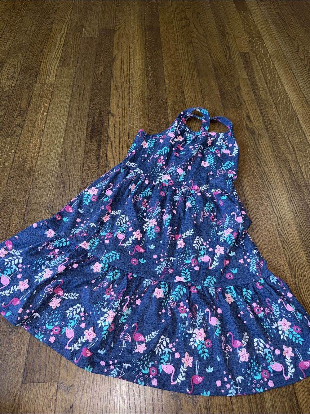 jumping beans Navy Floral & Flamingo Tiered Dress